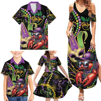 Personalized Mardi Gras Funny Shrimp Family Matching Summer Maxi Dress and Hawaiian Shirt Fleur De Lis Special Version - Wonder Print Shop