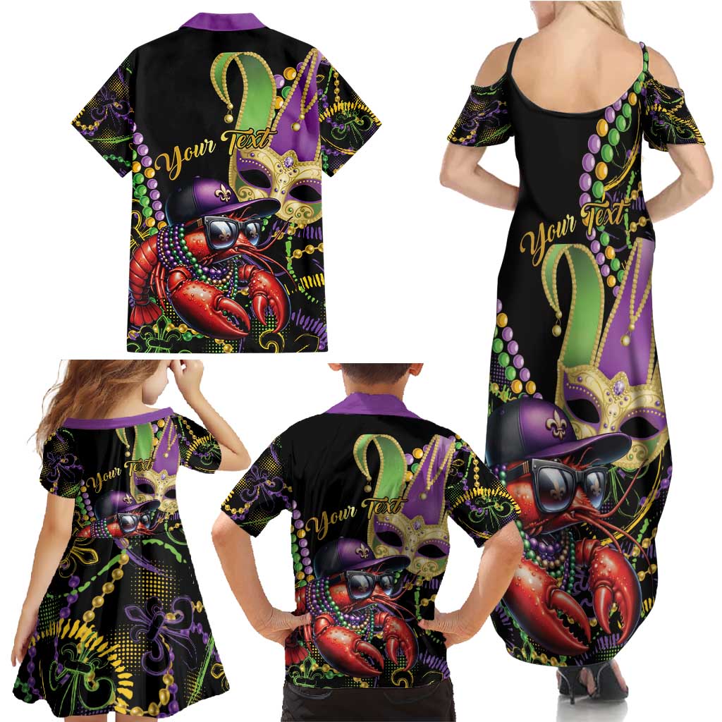Personalized Mardi Gras Funny Shrimp Family Matching Summer Maxi Dress and Hawaiian Shirt Fleur De Lis Special Version - Wonder Print Shop