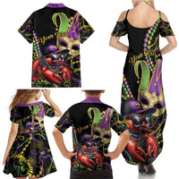 Personalized Mardi Gras Funny Shrimp Family Matching Summer Maxi Dress and Hawaiian Shirt Fleur De Lis Special Version - Wonder Print Shop