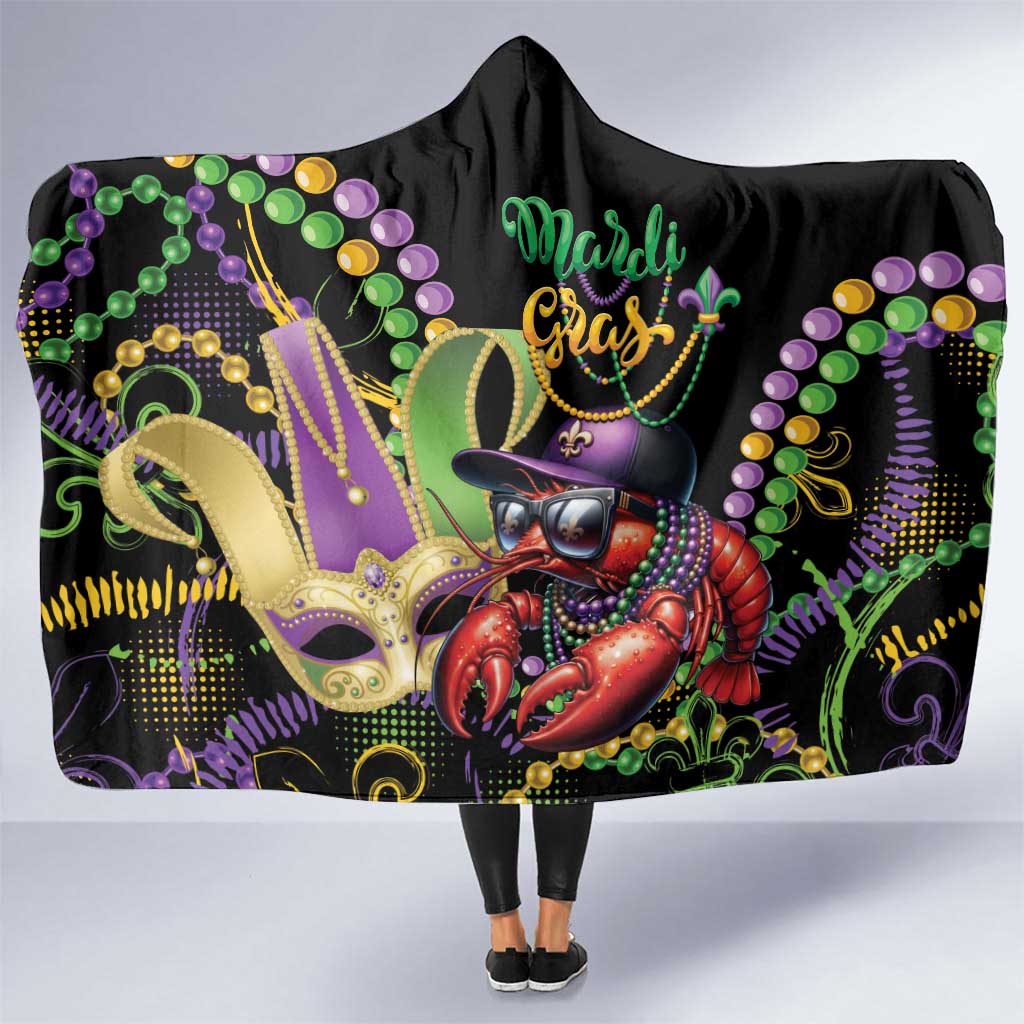 Mardi Gras Funny Shrimp Hooded Blanket Fleur De Lis Special Version - Wonder Print Shop