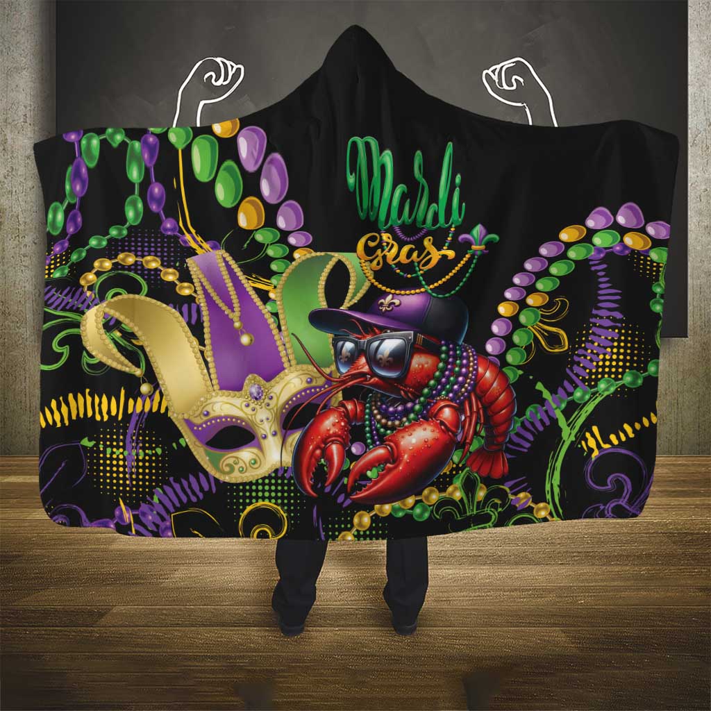Mardi Gras Funny Shrimp Hooded Blanket Fleur De Lis Special Version - Wonder Print Shop
