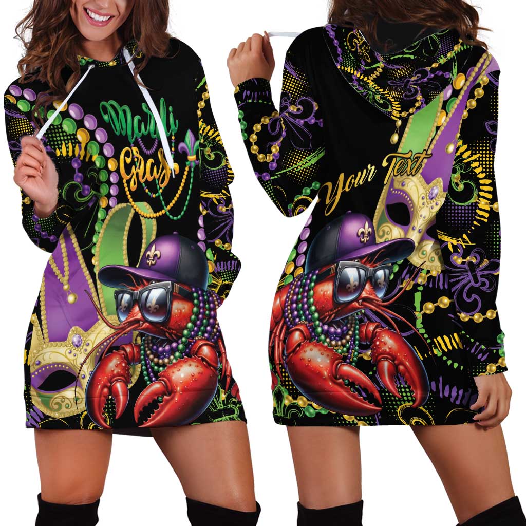 Personalized Mardi Gras Funny Shrimp Hoodie Dress Fleur De Lis Special Version - Wonder Print Shop