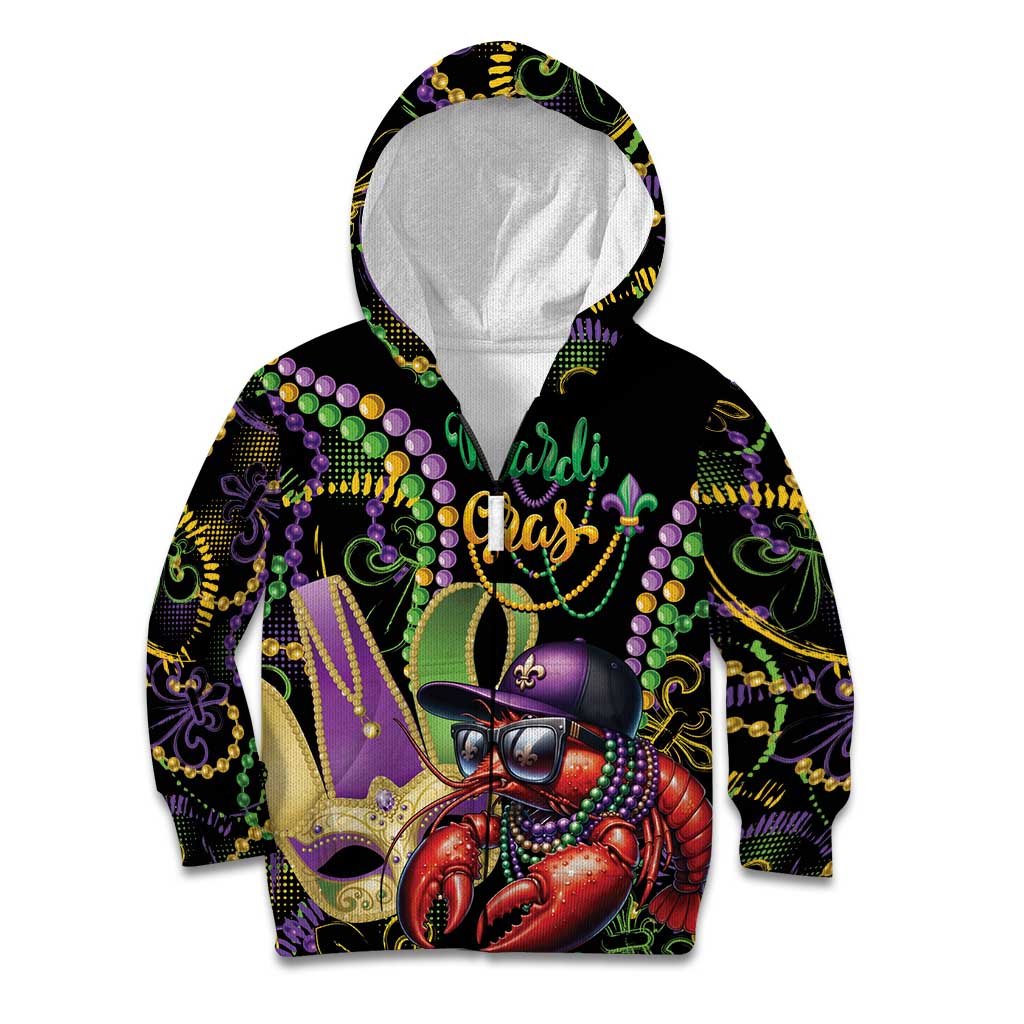Personalized Mardi Gras Funny Shrimp Kid Hoodie Fleur De Lis Special Version - Wonder Print Shop