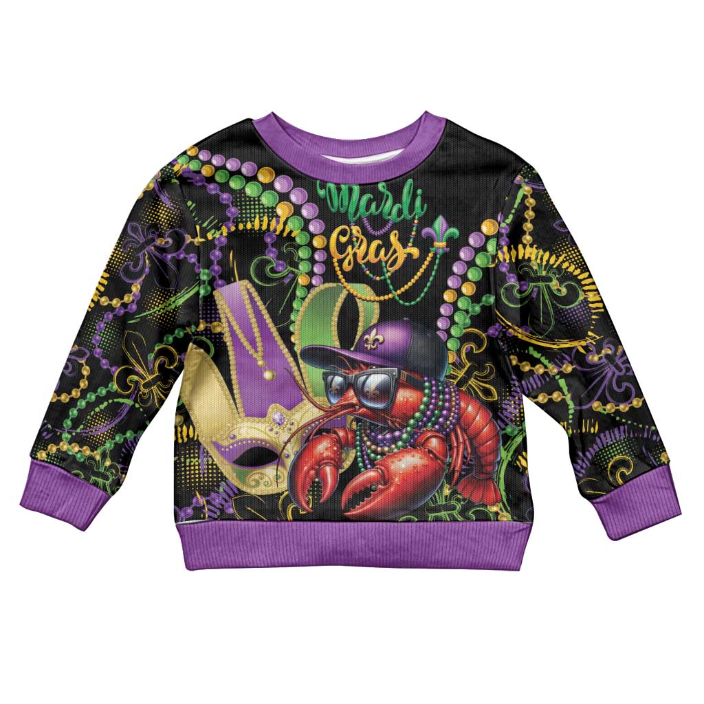 Mardi Gras Funny Shrimp Kid Ugly Christmas Sweater Fleur De Lis Special Version - Wonder Print Shop