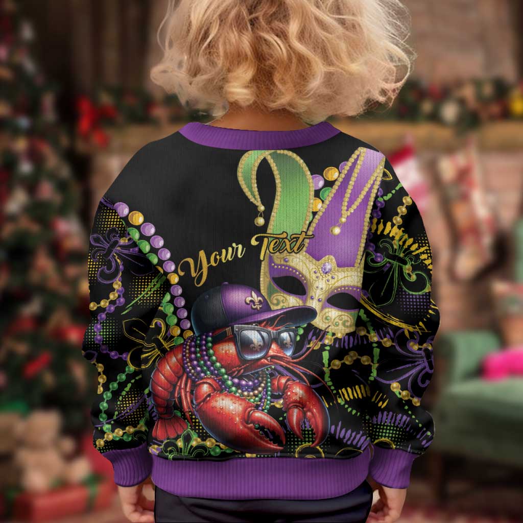 Mardi Gras Funny Shrimp Kid Ugly Christmas Sweater Fleur De Lis Special Version - Wonder Print Shop
