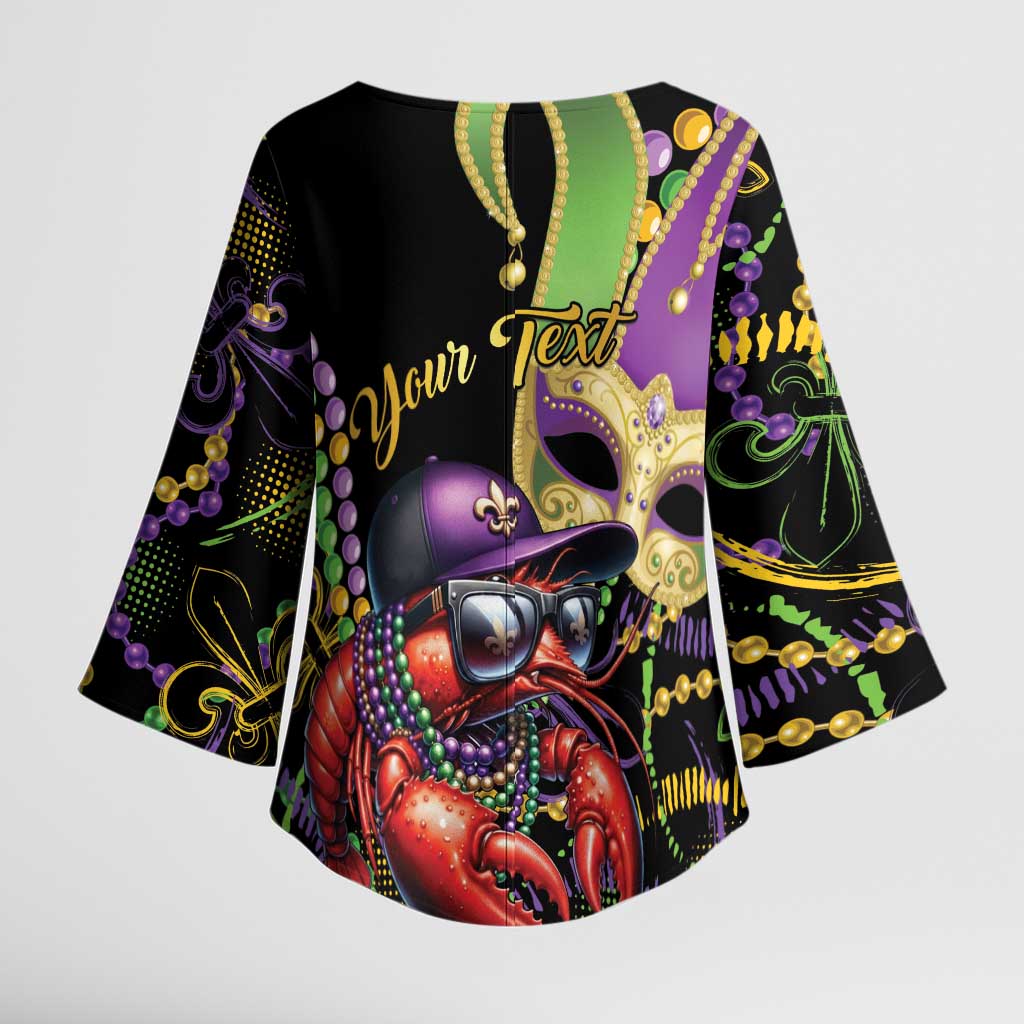 Personalized Mardi Gras Funny Shrimp Kimono Sleeve Blouse Fleur De Lis Special Version - Wonder Print Shop