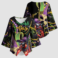 Personalized Mardi Gras Funny Shrimp Kimono Sleeve Blouse Fleur De Lis Special Version - Wonder Print Shop