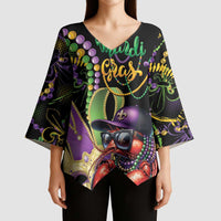 Personalized Mardi Gras Funny Shrimp Kimono Sleeve Blouse Fleur De Lis Special Version - Wonder Print Shop