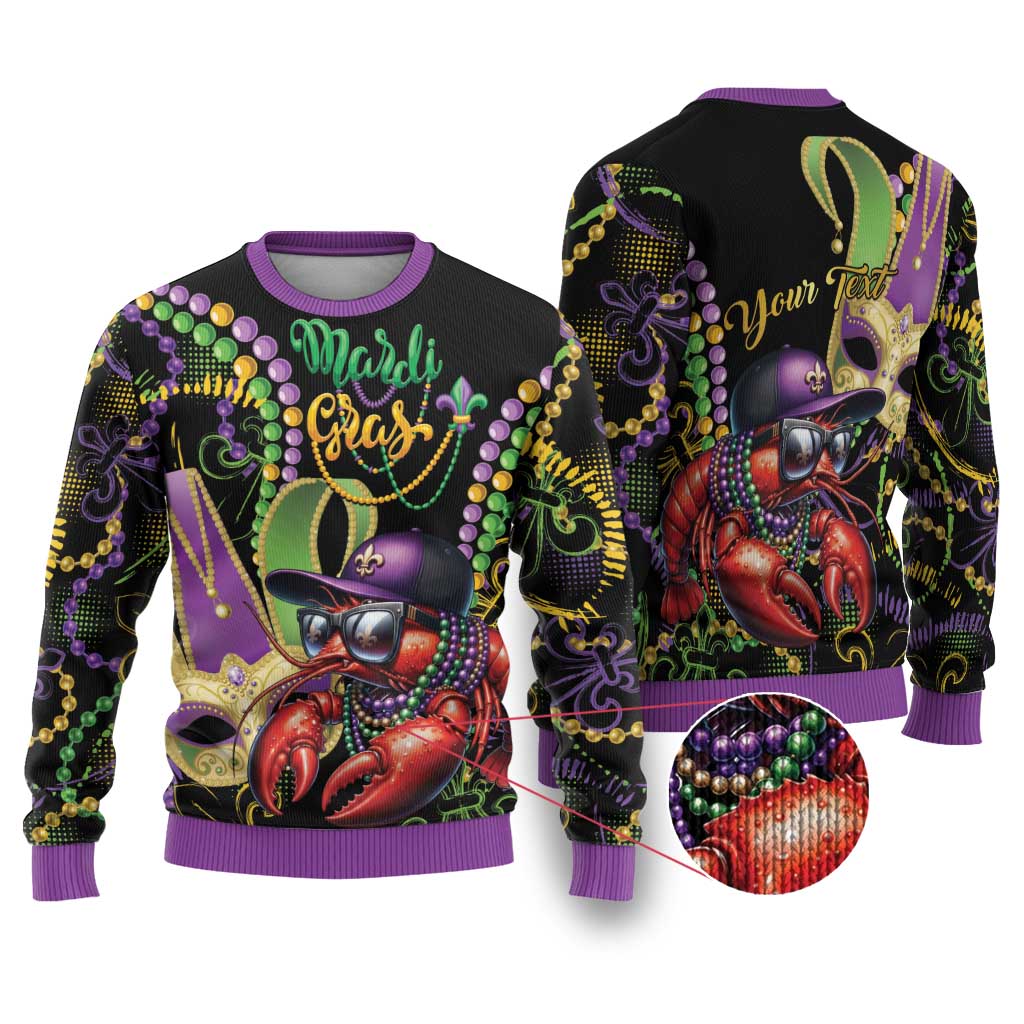 Mardi Gras Funny Shrimp Ugly Christmas Sweater Fleur De Lis Special Version - Wonder Print Shop