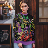 Mardi Gras Funny Shrimp Ugly Christmas Sweater Fleur De Lis Special Version - Wonder Print Shop