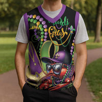 Mardi Gras Funny Shrimp Christmas Knitted V-Neck Vest Fleur De Lis Special Version - Wonder Print Shop