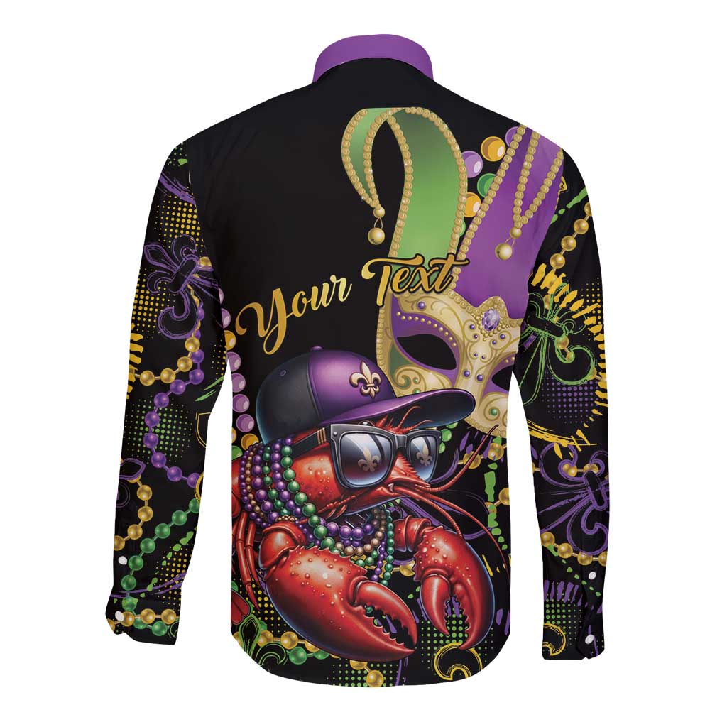 Personalized Mardi Gras Funny Shrimp Long Sleeve Button Shirt Fleur De Lis Special Version - Wonder Print Shop