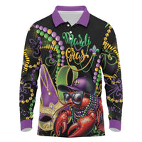 Personalized Mardi Gras Funny Shrimp Long Sleeve Polo Shirt Fleur De Lis Special Version - Wonder Print Shop