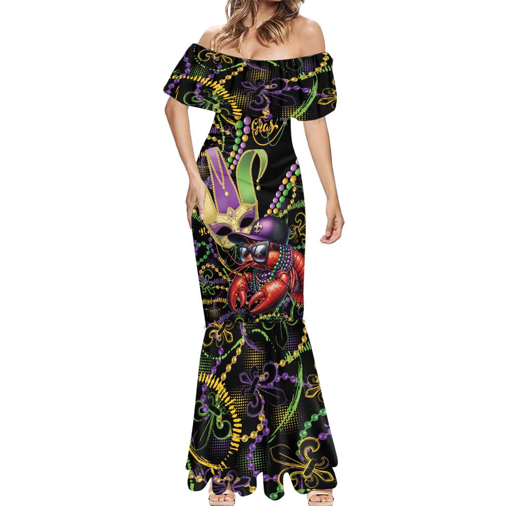 Personalized Mardi Gras Funny Shrimp Mermaid Dress Fleur De Lis Special Version - Wonder Print Shop