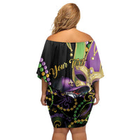 Personalized Mardi Gras Funny Shrimp Off Shoulder Short Dress Fleur De Lis Special Version - Wonder Print Shop
