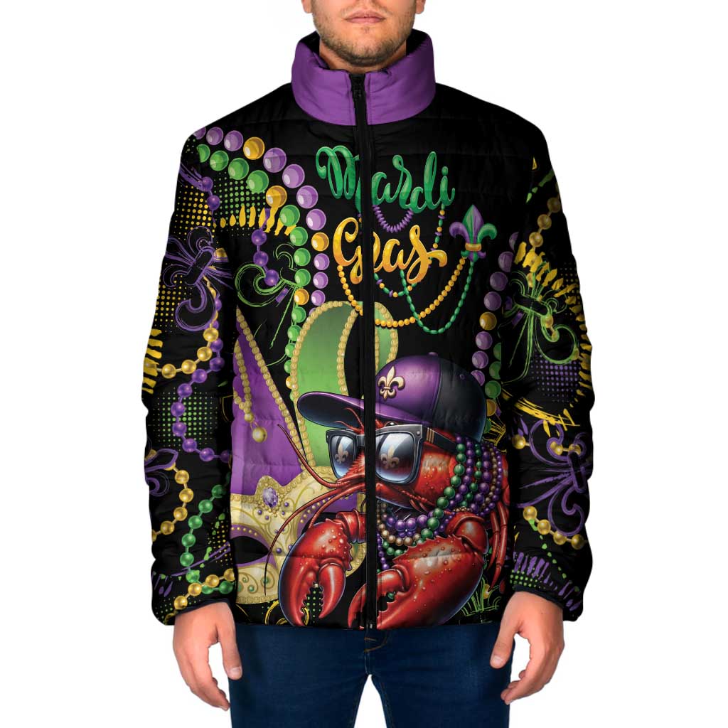 Personalized Mardi Gras Funny Shrimp Padded Jacket Fleur De Lis Special Version - Wonder Print Shop