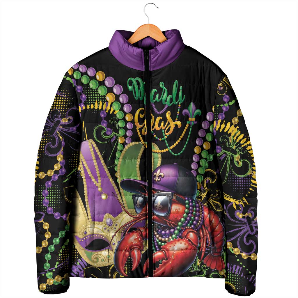 Personalized Mardi Gras Funny Shrimp Padded Jacket Fleur De Lis Special Version - Wonder Print Shop