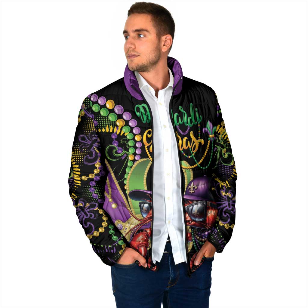 Personalized Mardi Gras Funny Shrimp Padded Jacket Fleur De Lis Special Version - Wonder Print Shop
