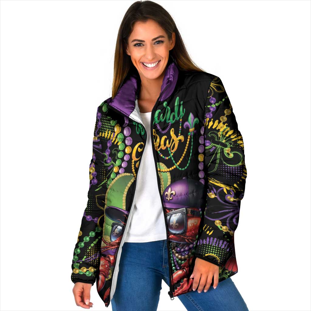 Personalized Mardi Gras Funny Shrimp Padded Jacket Fleur De Lis Special Version - Wonder Print Shop