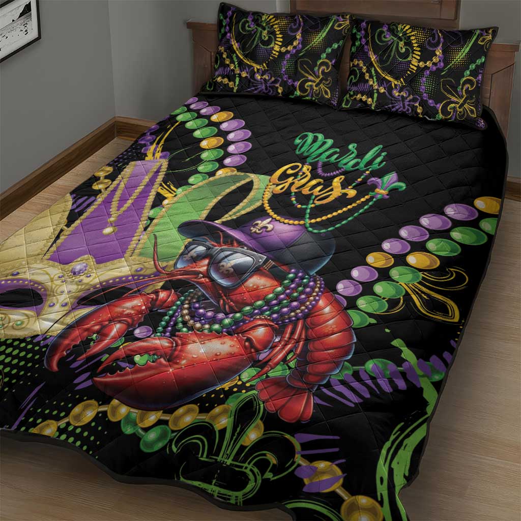 Mardi Gras Funny Shrimp Quilt Bed Set Fleur De Lis Special Version - Wonder Print Shop