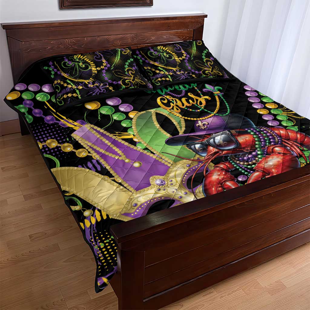 Mardi Gras Funny Shrimp Quilt Bed Set Fleur De Lis Special Version - Wonder Print Shop
