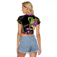 Personalized Mardi Gras Funny Shrimp Raglan Cropped T Shirt Fleur De Lis Special Version - Wonder Print Shop