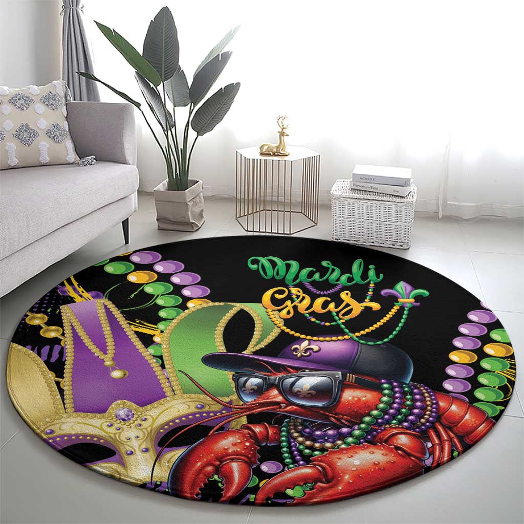 Mardi Gras Funny Shrimp Round Carpet Fleur De Lis Special Version - Wonder Print Shop
