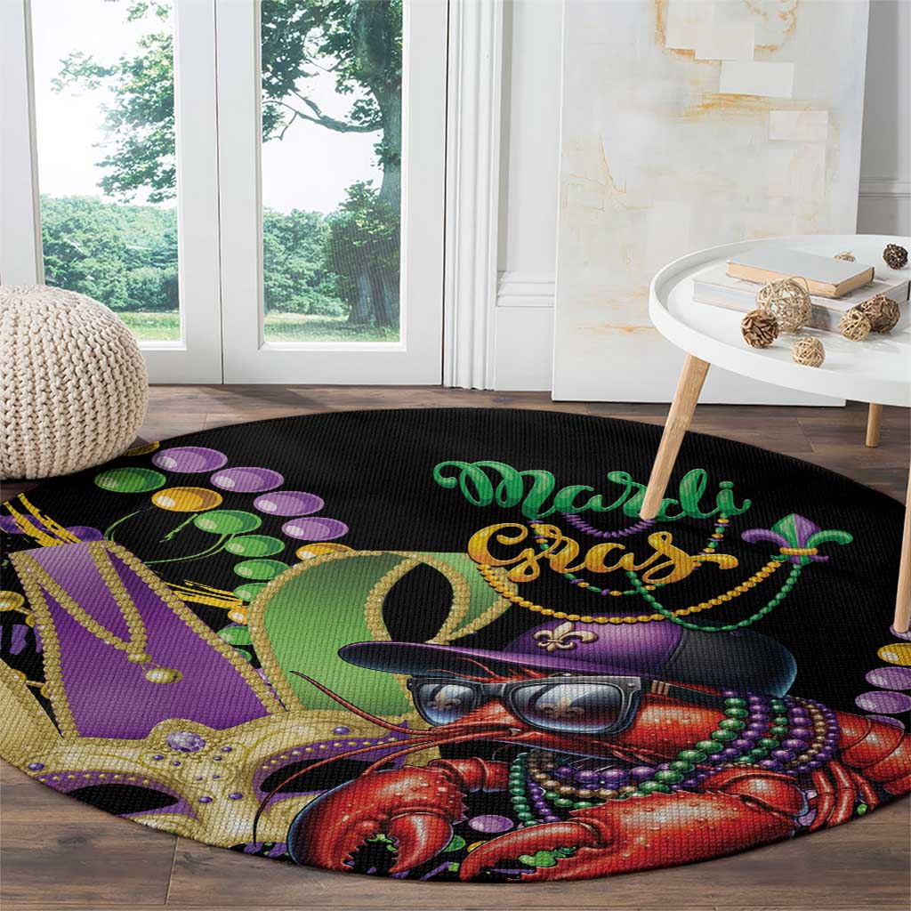 Mardi Gras Funny Shrimp Round Carpet Fleur De Lis Special Version - Wonder Print Shop