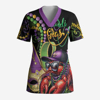 Personalized Mardi Gras Funny Shrimp Scrub Top Fleur De Lis Special Version - Wonder Print Shop