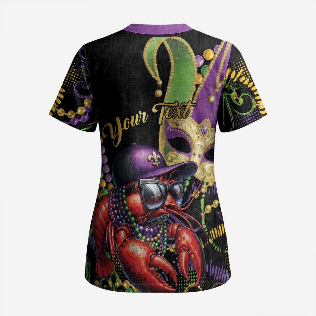 Personalized Mardi Gras Funny Shrimp Scrub Top Fleur De Lis Special Version - Wonder Print Shop