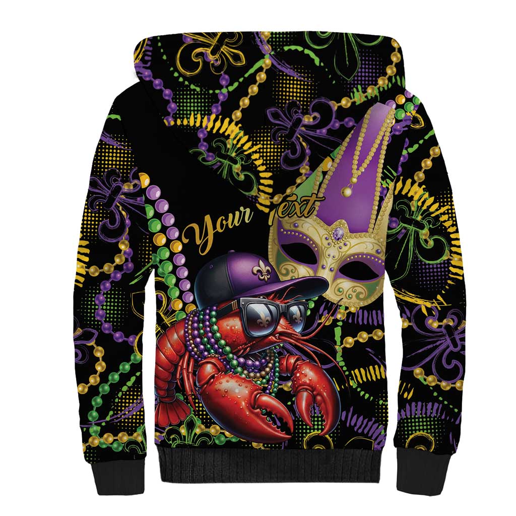 Personalized Mardi Gras Funny Shrimp Sherpa Hoodie Fleur De Lis Special Version - Wonder Print Shop