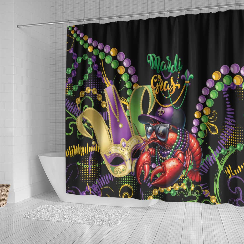 Mardi Gras Funny Shrimp Shower Curtain Fleur De Lis Special Version - Wonder Print Shop