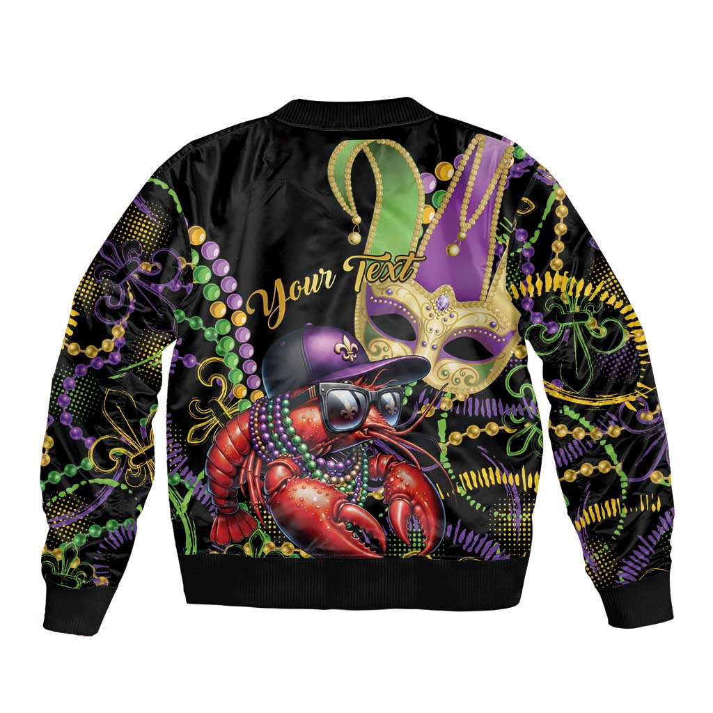 Personalized Mardi Gras Funny Shrimp Sleeve Zip Bomber Jacket Fleur De Lis Special Version - Wonder Print Shop