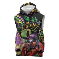 Personalized Mardi Gras Funny Shrimp Sleeveless Hoodie Fleur De Lis Special Version - Wonder Print Shop