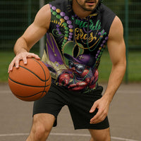 Personalized Mardi Gras Funny Shrimp Sleeveless Hoodie Fleur De Lis Special Version - Wonder Print Shop