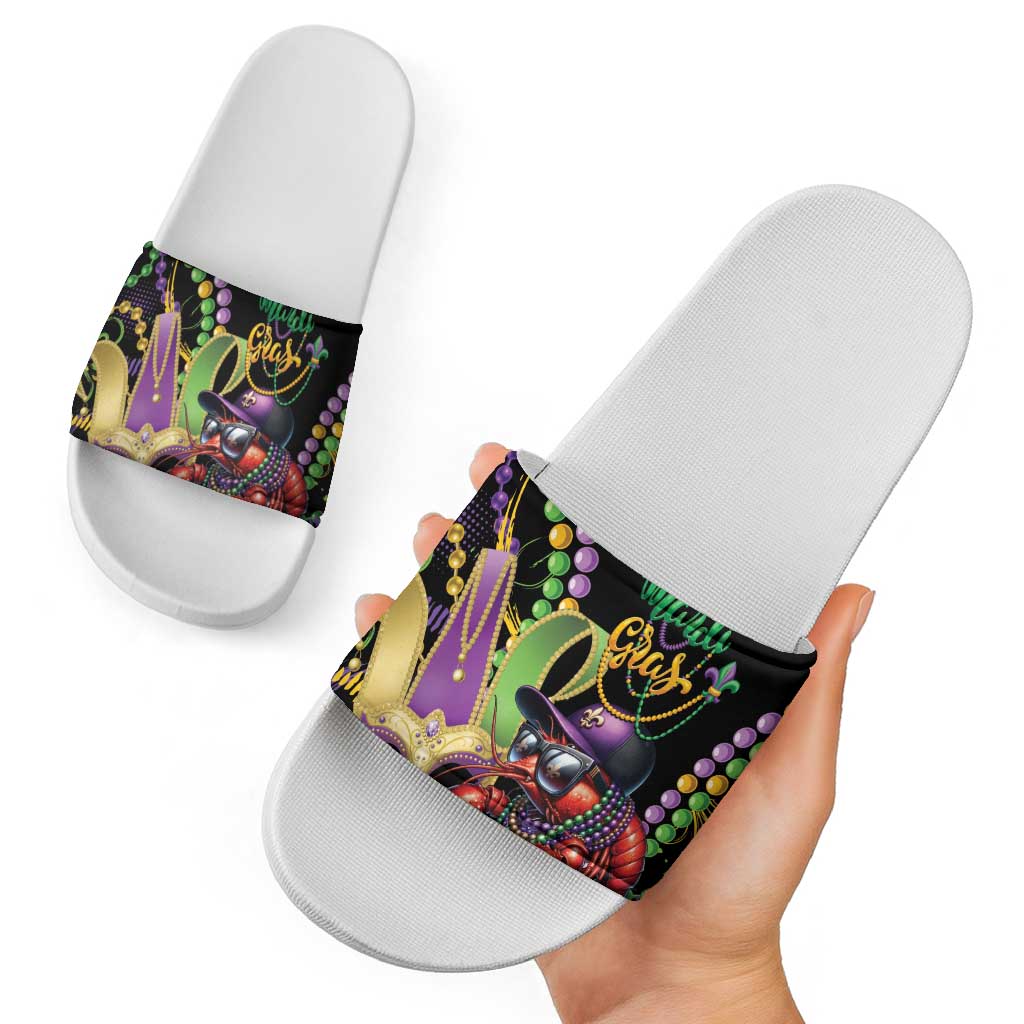 Mardi Gras Funny Shrimp Slide Sandals Fleur De Lis Special Version - Wonder Print Shop
