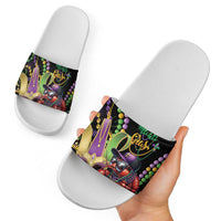Mardi Gras Funny Shrimp Slide Sandals Fleur De Lis Special Version - Wonder Print Shop