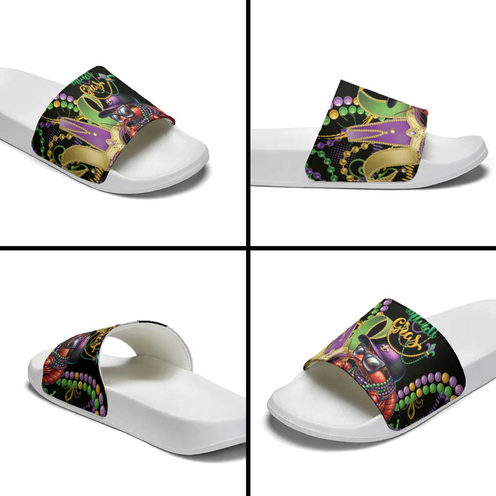 Mardi Gras Funny Shrimp Slide Sandals Fleur De Lis Special Version - Wonder Print Shop