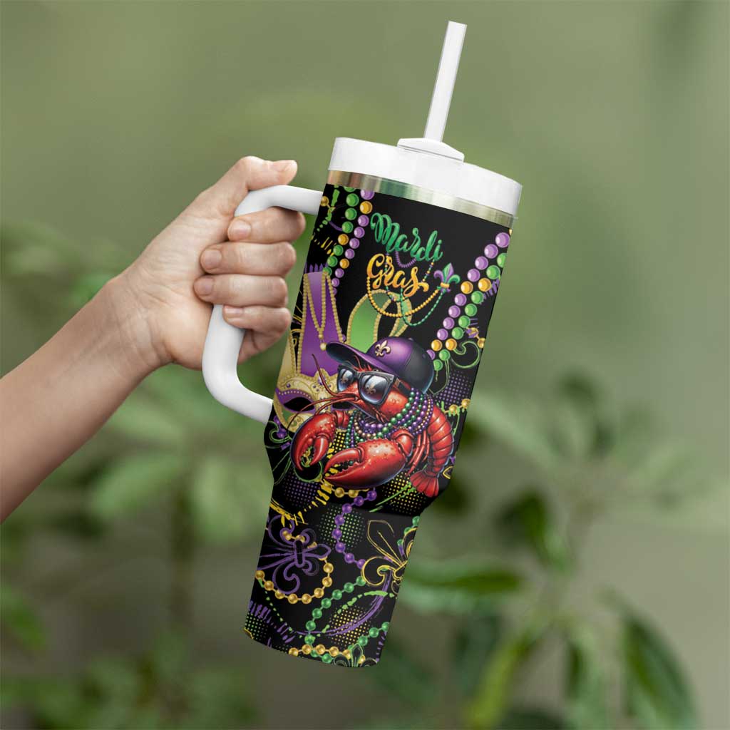Personalized Mardi Gras Funny Shrimp Tumbler With Handle Fleur De Lis Special Version - Wonder Print Shop