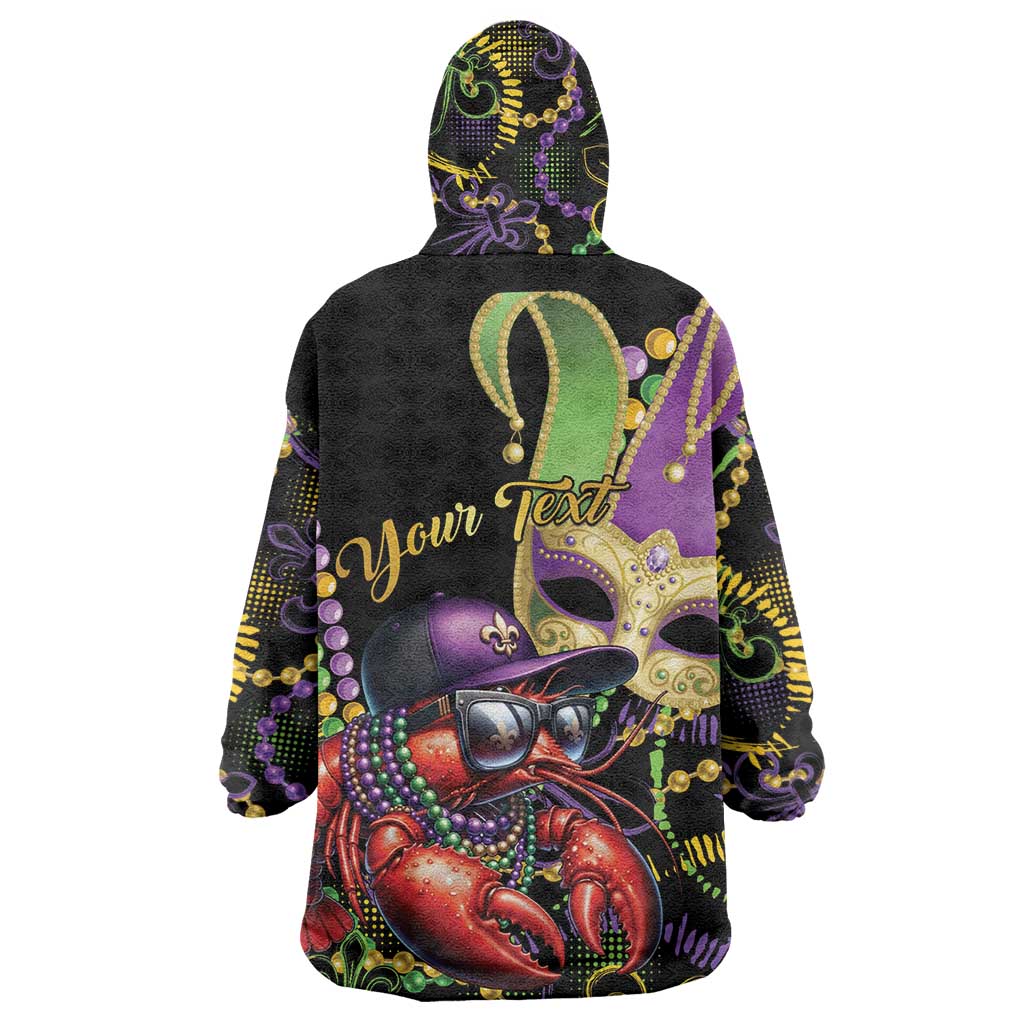 Personalized Mardi Gras Funny Shrimp Wearable Blanket Hoodie Fleur De Lis Special Version - Wonder Print Shop