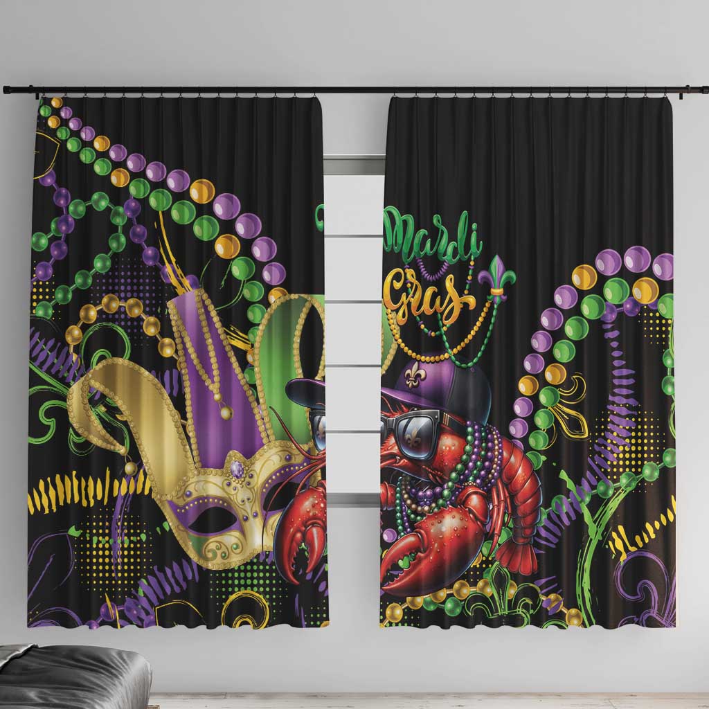 Mardi Gras Funny Shrimp Window Curtain Fleur De Lis Special Version - Wonder Print Shop