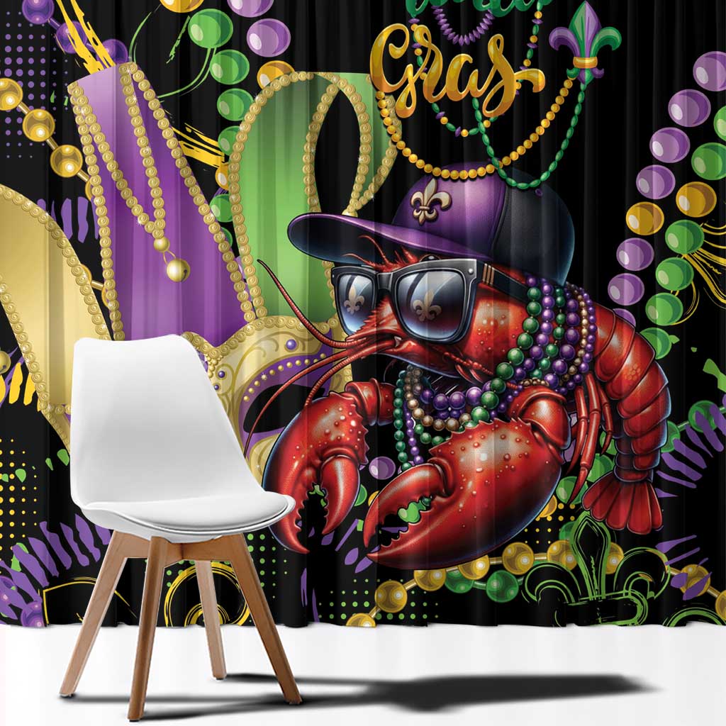 Mardi Gras Funny Shrimp Window Curtain Fleur De Lis Special Version - Wonder Print Shop