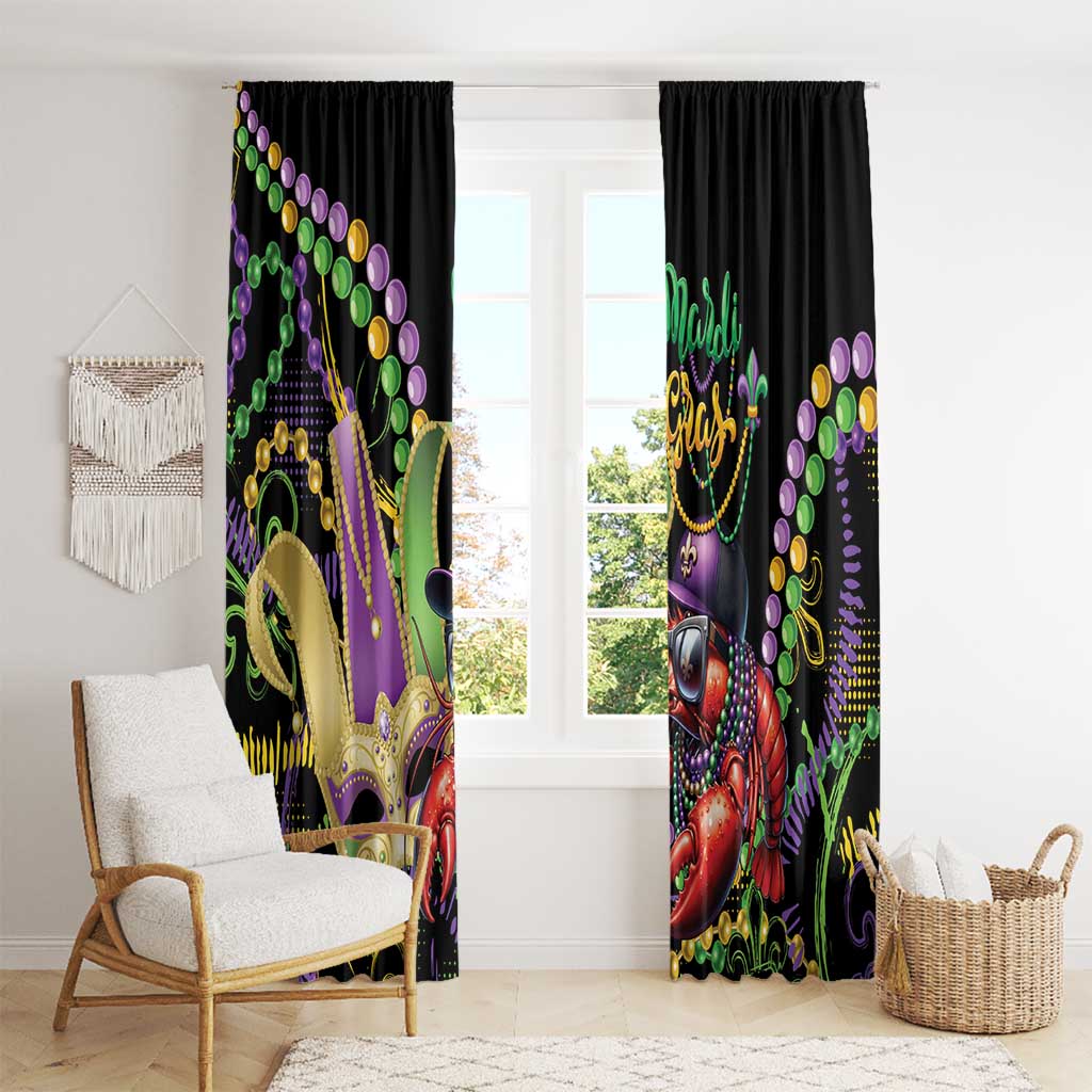 Mardi Gras Funny Shrimp Window Curtain Fleur De Lis Special Version - Wonder Print Shop