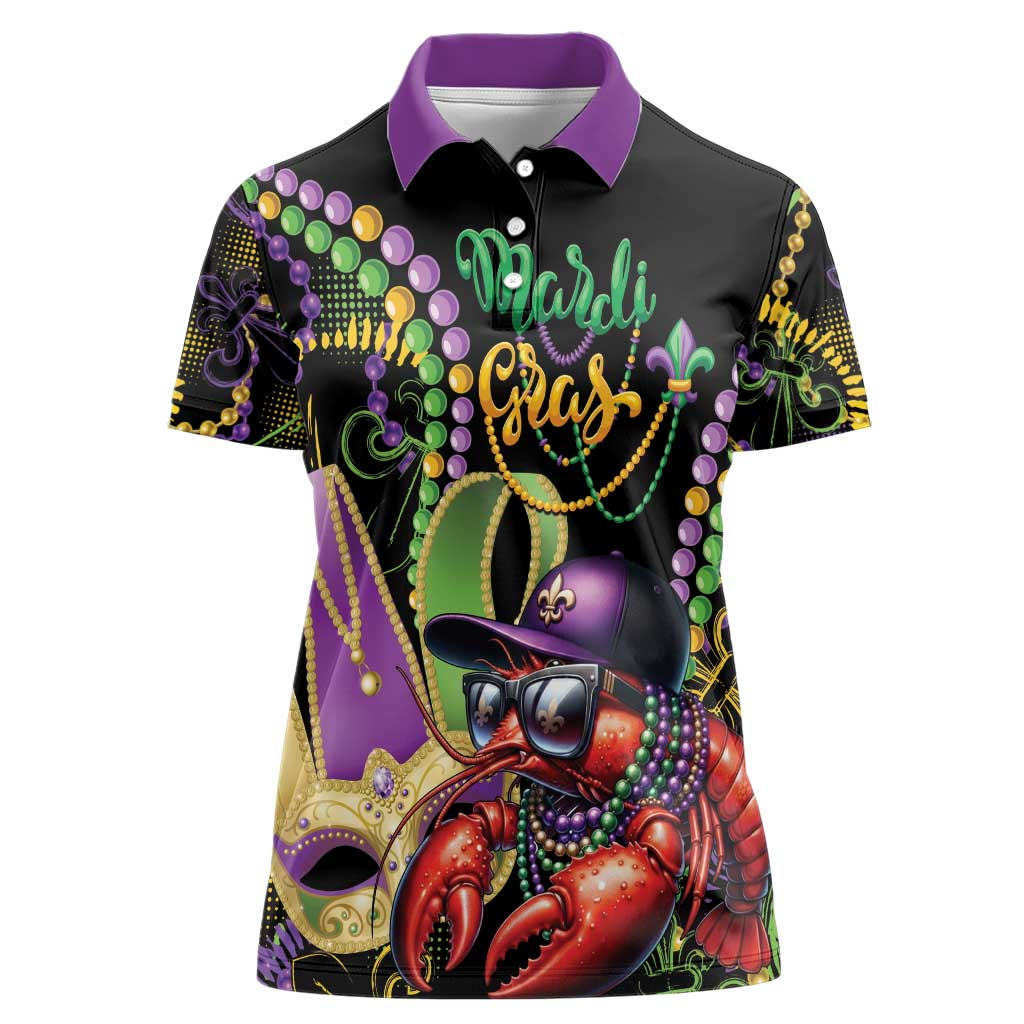 Personalized Mardi Gras Funny Shrimp Women Polo Shirt Fleur De Lis Special Version - Wonder Print Shop