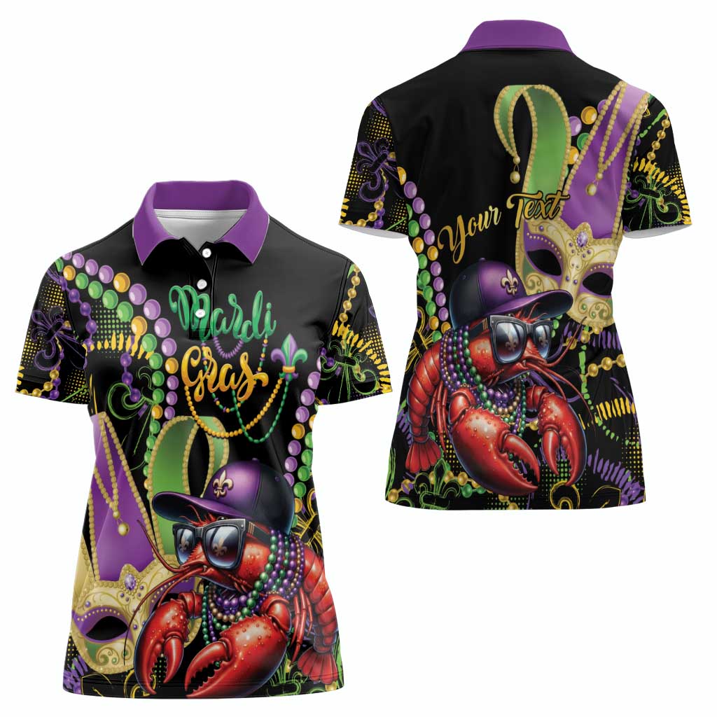 Personalized Mardi Gras Funny Shrimp Women Polo Shirt Fleur De Lis Special Version - Wonder Print Shop
