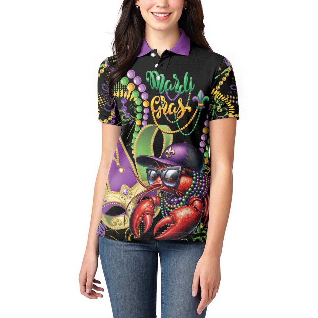 Personalized Mardi Gras Funny Shrimp Women Polo Shirt Fleur De Lis Special Version - Wonder Print Shop