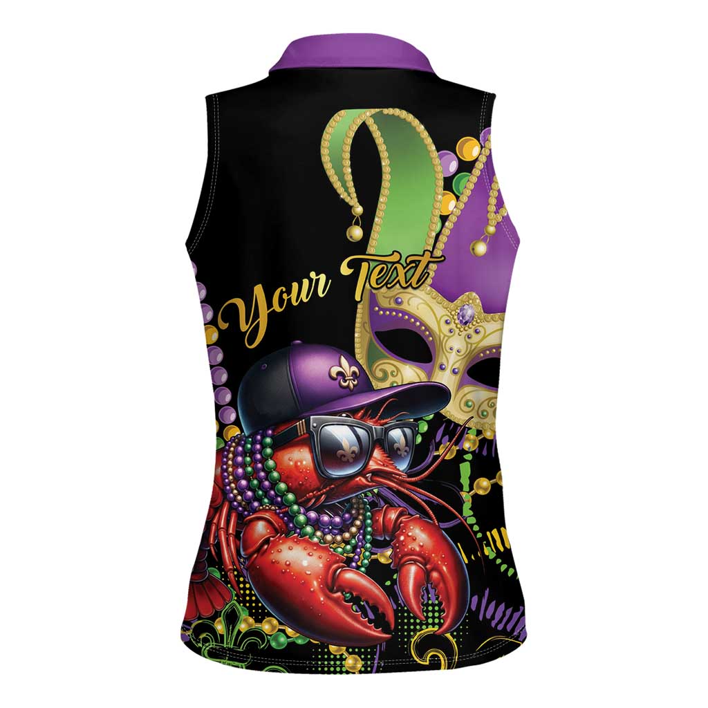 Personalized Mardi Gras Funny Shrimp Women Sleeveless Polo Shirt Fleur De Lis Special Version - Wonder Print Shop