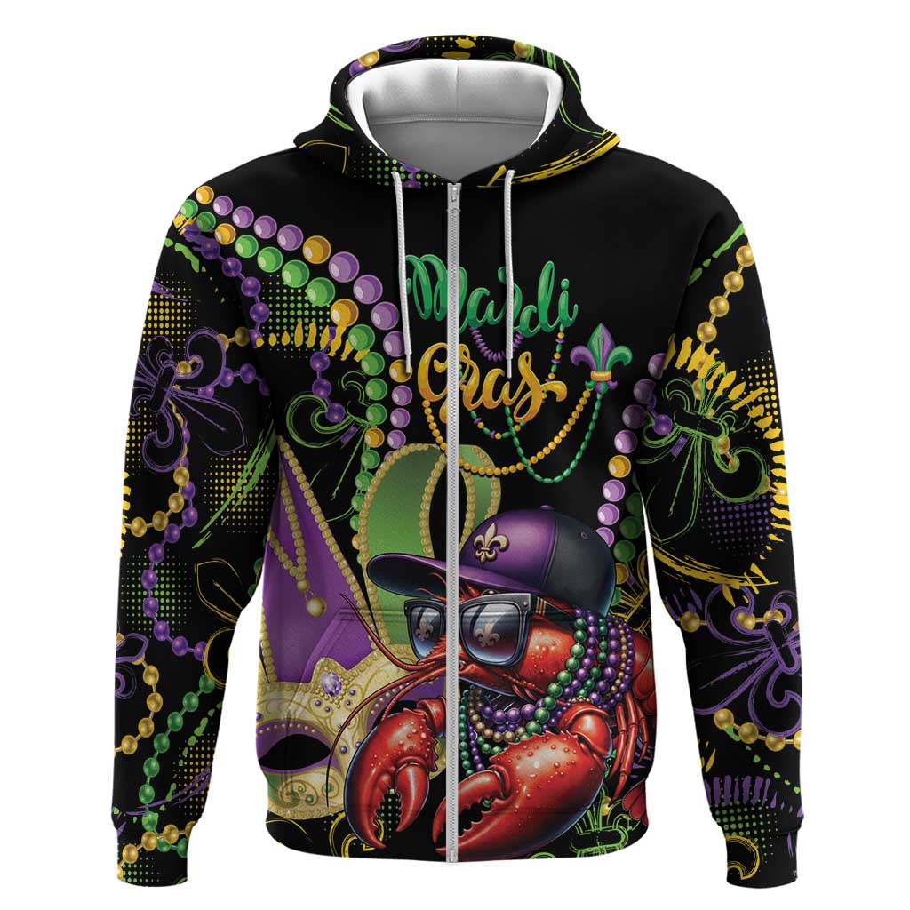 Personalized Mardi Gras Funny Shrimp Zip Hoodie Fleur De Lis Special Version - Wonder Print Shop