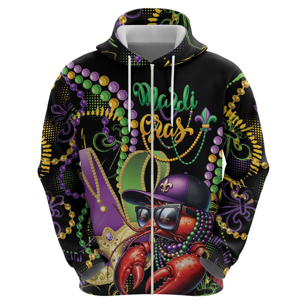 Personalized Mardi Gras Funny Shrimp Zip Hoodie Fleur De Lis Special Version - Wonder Print Shop