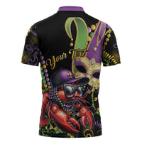 Personalized Mardi Gras Funny Shrimp Zipper Polo Shirt Fleur De Lis Special Version - Wonder Print Shop